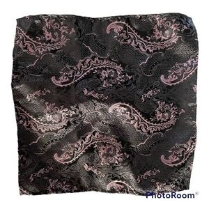 Pink/black paisley 9” pocket square